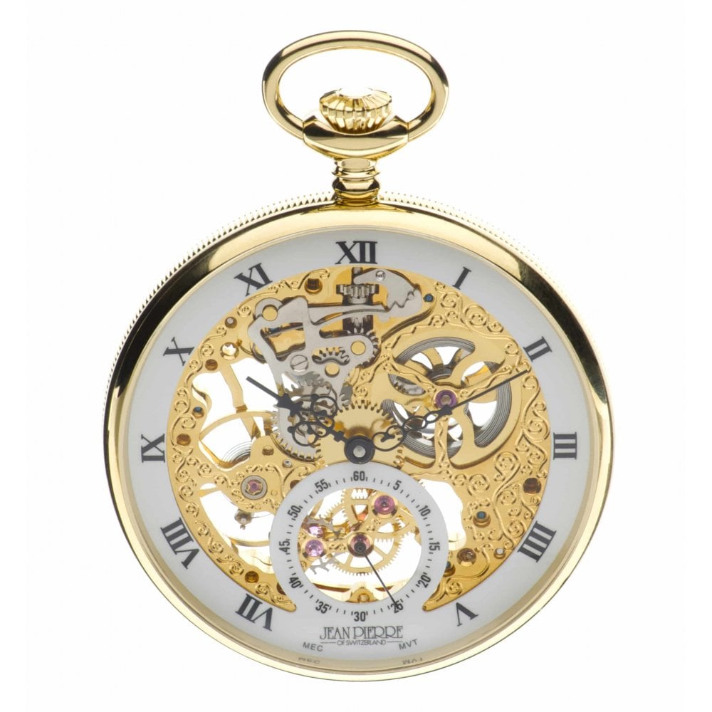 นาฬิกาพก Jean Pierre Of Switzerland รุ่น G252PM, Open Face Gold-Tone Mechanical Pocket Watch.jpg